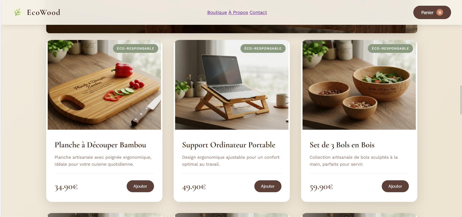 EcoWood - Site E-commerce Artisanat Bois